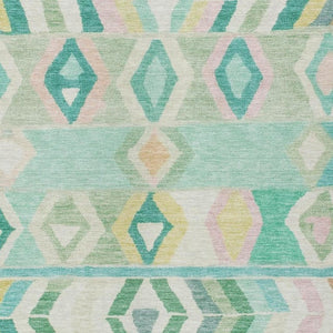 5 X 8 Turquoise Tribal Polyester Area Rug Washable for Patio Porch or Living Room