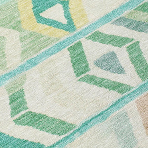 5 X 8 Turquoise Tribal Polyester Area Rug Washable for Patio Porch or Living Room