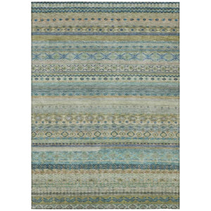 HomeRoots 5x8 Striped Polyester Area Rug Washable for Indoor Outdoor Patio Living Room 738945