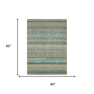 5x8 Striped Polyester Area Rug Washable for Indoor Outdoor Patio Living Room