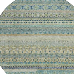8 Foot Round Striped Polyester Area Rug for Indoor Outdoor High Traffic Spaces