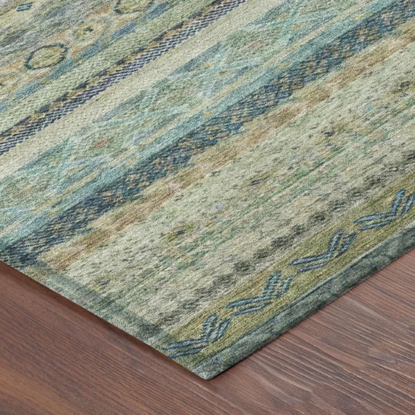 8 Foot Round Striped Polyester Area Rug for Indoor Outdoor High Traffic Spaces