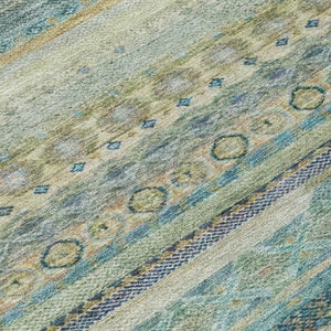 8 Foot Round Striped Polyester Area Rug for Indoor Outdoor High Traffic Spaces