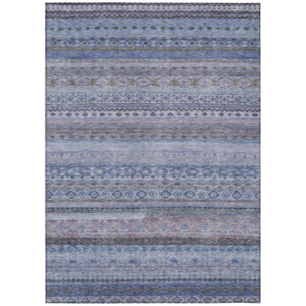 HomeRoots 10 Ft Striped Polyester Area Rug Washable for Patio Porch Living Room or Bedroom 738961