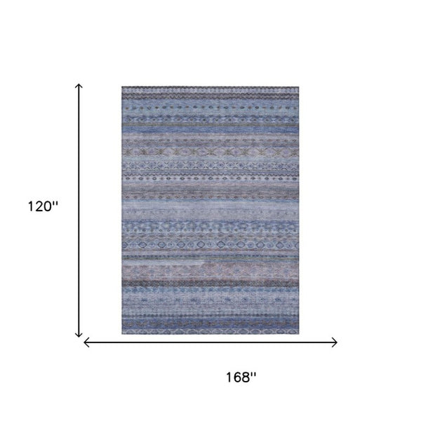 10 Ft Striped Polyester Area Rug Washable for Patio Porch Living Room or Bedroom