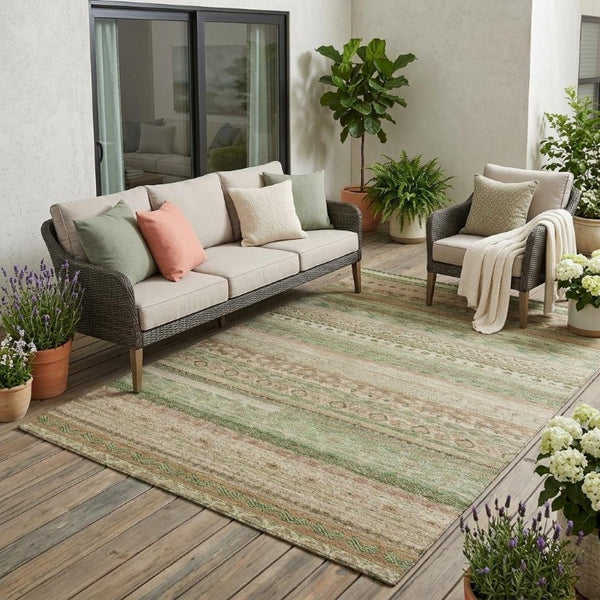 5 X 8 Copper Orange Stripe Polyester Area Rug Washable for Patio Porch or Living Room