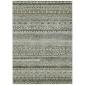HomeRoots 8x10 Pewter Gray Stripe Polyester Area Rug Washable Stain Resistant Indoor Outdoor 738971