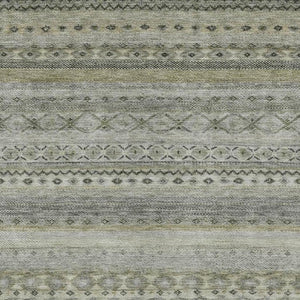 8x10 Pewter Gray Stripe Polyester Area Rug Washable Stain Resistant Indoor Outdoor