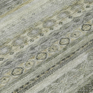 8x10 Pewter Gray Stripe Polyester Area Rug Washable Stain Resistant Indoor Outdoor