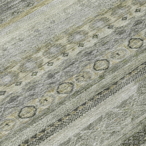 8x10 Pewter Gray Stripe Polyester Area Rug Washable Stain Resistant Indoor Outdoor