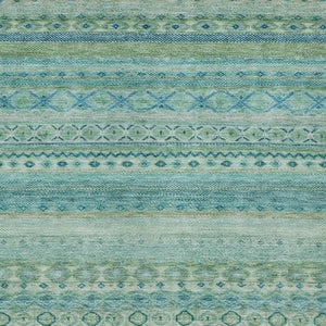5x8 Teal Striped Polyester Area Rug Washable Stain Resistant for Patio or Living Room