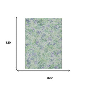 10 X 14 Floral Polyester Area Rug Washable Indoor Outdoor Stain Resistant Patio
