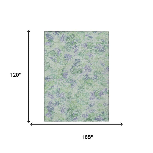 10 X 14 Floral Polyester Area Rug Washable Indoor Outdoor Stain Resistant Patio