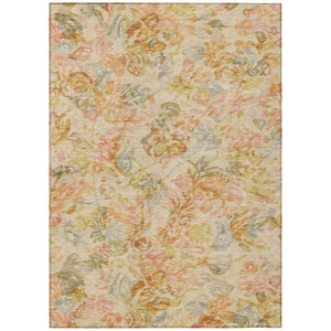 HomeRoots 10 X 14 Peach Floral Polyester Area Rug Stain Resistant for Patio or Living Room 738997