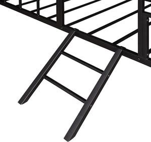English Elm Black Twin Loft Bed with House-Style Gable, Full Metal Frame, Angled Ladder, Modern Kids Bunk Black 15 L x 78 W x 7 H B2741P347293