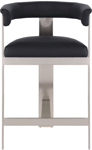 Romeo Black Vegan Leather Counter Stool 738Black-C Meridian Furniture