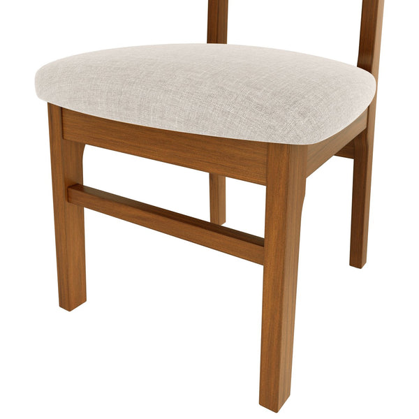 English Elm Upholstered Dining Chairs Set of 4 Ergonomic Mid-Century Modern Fabric Seats with Rubberwood Frame & Non-Slip Feet Beige,Brown N752P346006A