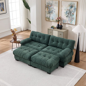English Elm U Shaped Modular Sectional Sofa Flannelette Cloud Couch Deep Seat Plush Living Room Green W2120S00027