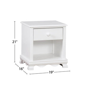 English Elm Wooden Nightstand With Open Shelf & Drawer - Modern White Design For Stylish Bedroom Storage Solutions B016P251416-GIGA