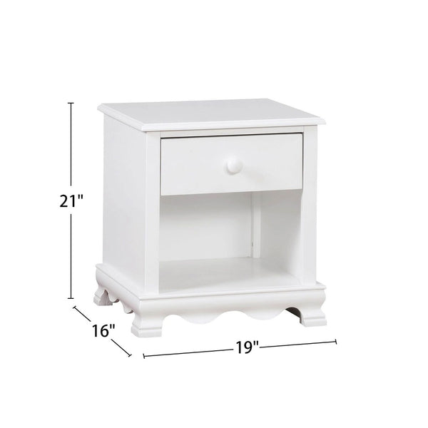 English Elm Wooden Nightstand With Open Shelf & Drawer - Modern White Design For Stylish Bedroom Storage Solutions B016P251416-GIGA