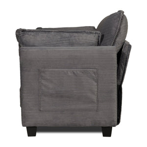 English Elm 2-in-1 Corduroy Loveseat Sleeper with Storage Converts for Living Room or Studio Grey W2715P409861