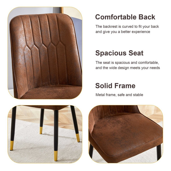 English Elm Table And Chair Set - Modern 67" Wood-Textured Mdf Dining Table With 4 Cozy Brown Suede Chairs W1151S01949-GIGA