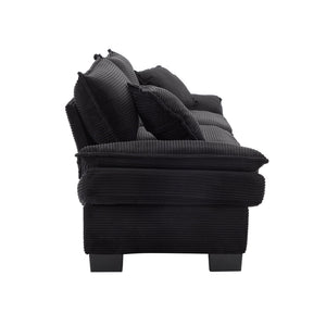 English Elm Corduroy Stylish Sleeper Sofa Loveseat with Dual-Layer Cushions & Two Support Pillows, Sturdy Frame Black W676P184130