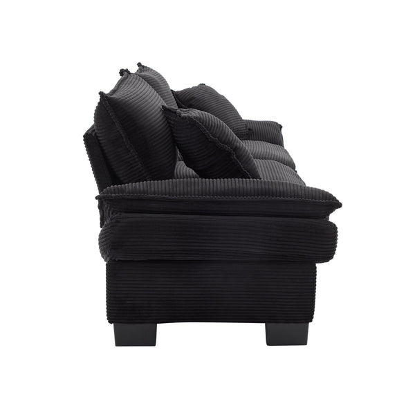 English Elm Corduroy Stylish Sleeper Sofa Loveseat with Dual-Layer Cushions & Two Support Pillows, Sturdy Frame Black W676P184130