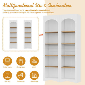 English Elm On-Trend 5 Tier Farmhouse Bookshelves Set Of 2, Stylish Two-Tone Storage Cabinets With Adjustable Shelves N721P245734K-GIGA