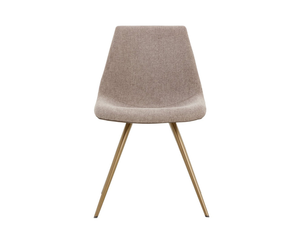 Sunpan LIPA Dining Chair - Contemporary Comfort with Curved Backrest and Antique Bronze Iron Legs Brown 112265