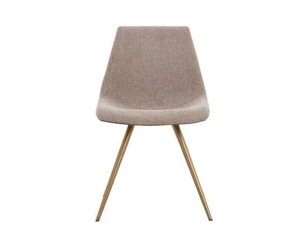 Sunpan LIPA Dining Chair - Contemporary Comfort with Curved Backrest and Antique Bronze Iron Legs Brown 112265