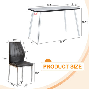 English Elm Table and Chair Set Marble Glass Top with Pu Seats Modern Dining for Apartments W1151S04645