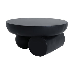 English Elm 27.5" Sculptural Round Coffee Table Hand-painted Gloss Finish for Modern Living Rooms Black N772P384682B