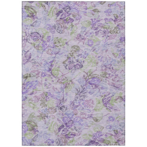 HomeRoots 9 X 12 Plum Floral Polyester Area Rug Washable Stain Resistant for Patio or Living Room 739008