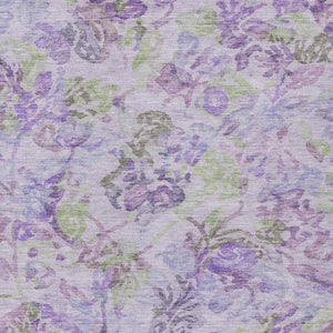 9 X 12 Plum Floral Polyester Area Rug Washable Stain Resistant for Patio or Living Room