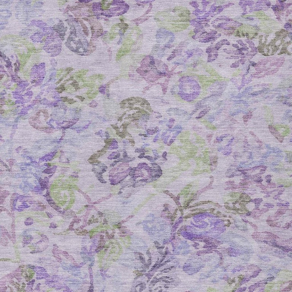 9 X 12 Plum Floral Polyester Area Rug Washable Stain Resistant for Patio or Living Room
