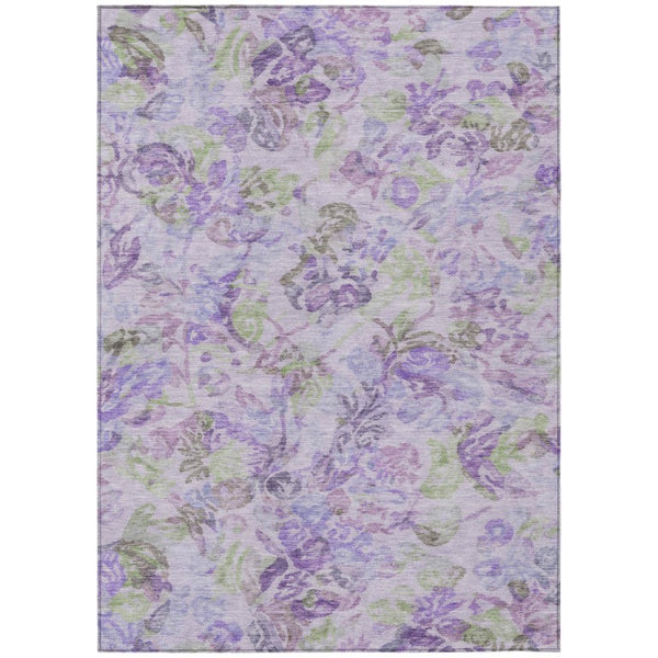 HomeRoots 10 X 14 Floral Polyester Area Rug Washable Stain Resistant Indoor Outdoor Plum 739009