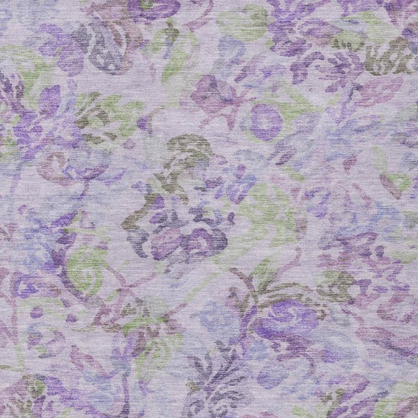 10 X 14 Floral Polyester Area Rug Washable Stain Resistant Indoor Outdoor Plum
