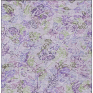 10 X 14 Floral Polyester Area Rug Washable Stain Resistant Indoor Outdoor Plum