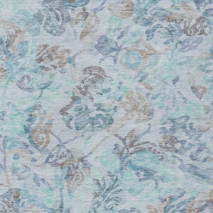 10 X 14 Floral Polyester Area Rug Stain Resistant Indoor Outdoor Teal Silver