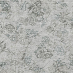 5 X 8 Taupe Brown Floral Polyester Area Rug Washable Stain Resistant Patio Porch