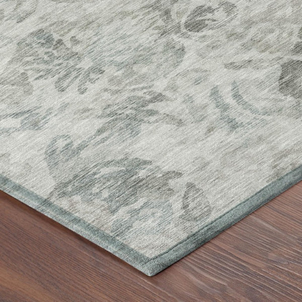 8 Foot Round Floral Polyester Area Rug for Patio Porch or Family Room in Taupe