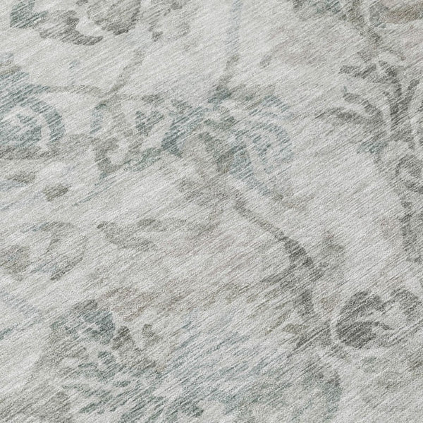 8 Foot Round Floral Polyester Area Rug for Patio Porch or Family Room in Taupe