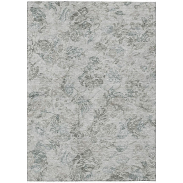 HomeRoots 8 X 10 Taupe Brown Floral Polyester Area Rug Stain Resistant for Patio or Living Room 739019