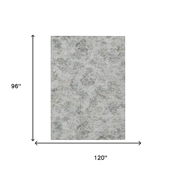 8 X 10 Taupe Brown Floral Polyester Area Rug Stain Resistant for Patio or Living Room
