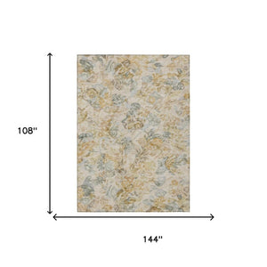 9 X 12 Floral Polyester Indoor Outdoor Area Rug Stain Resistant Washable Patio