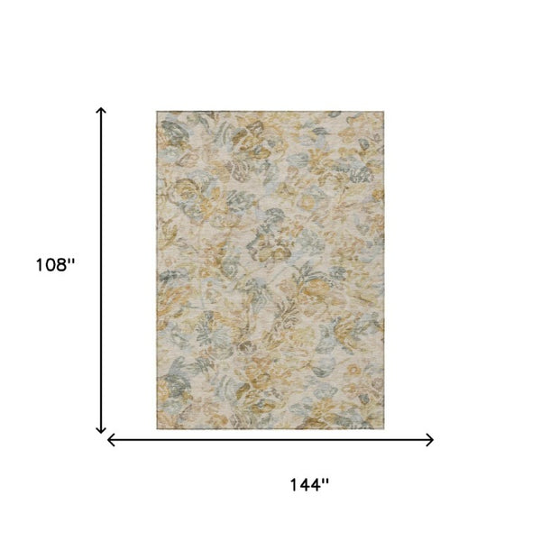 9 X 12 Floral Polyester Indoor Outdoor Area Rug Stain Resistant Washable Patio