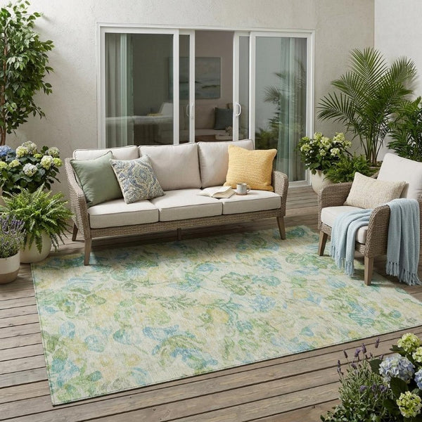 5x8 Floral Polyester Area Rug Washable Stain Resistant for Patio and Living Room
