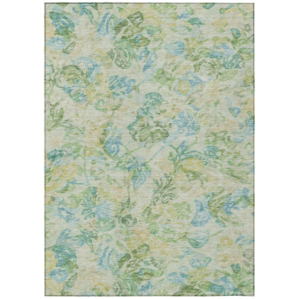 HomeRoots 5x8 Floral Polyester Area Rug Washable Stain Resistant for Patio and Living Room 739029