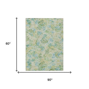 5x8 Floral Polyester Area Rug Washable Stain Resistant for Patio and Living Room